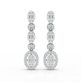 0.87 CT Baguette Cut White Gold Lab Diamond Earring